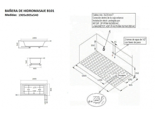 BAÑERA DE HIDROMASAJE B-101 2