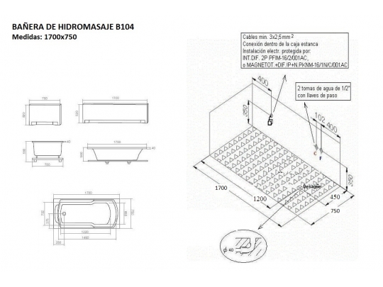 BAÑERA DE HIDROMASAJE B-104 7