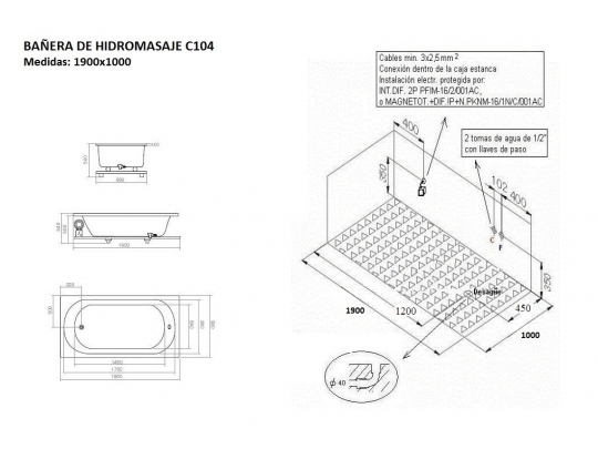 BAÑERA DE HIDROMASAJE C-104 2