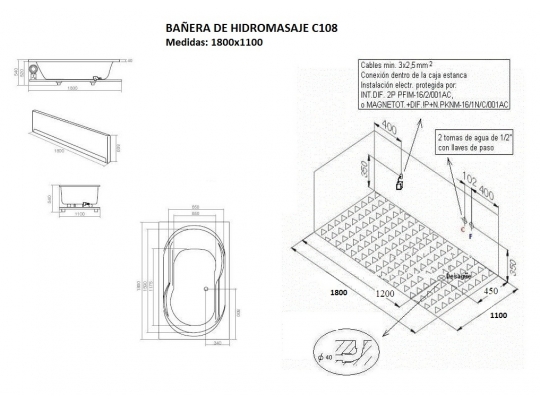 BAÑERA DE HIDROMASAJE C-108 2