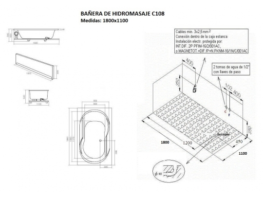 BAÑERA DE HIDROMASAJE C-108 2