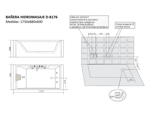 BAÑERA DE HIDROMASAJE D-8176 1