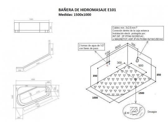 BAÑERA DE HIDROMASAJE E-101 1