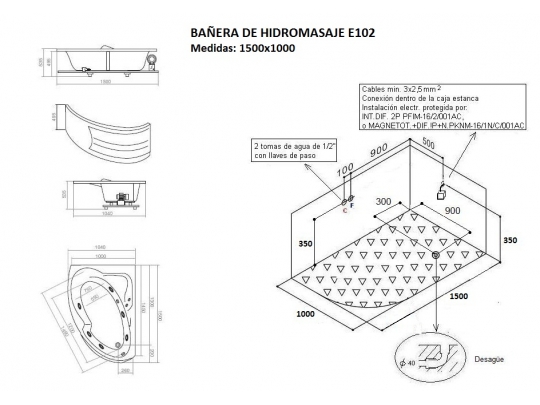 BAÑERA DE HIDROMASAJE E-102
