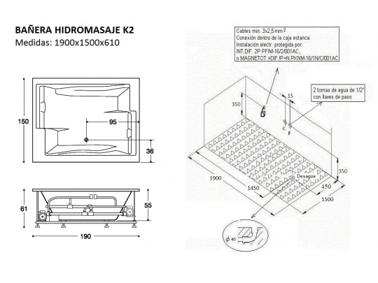 BAÑERA DE HIDROMASAJE K2 6