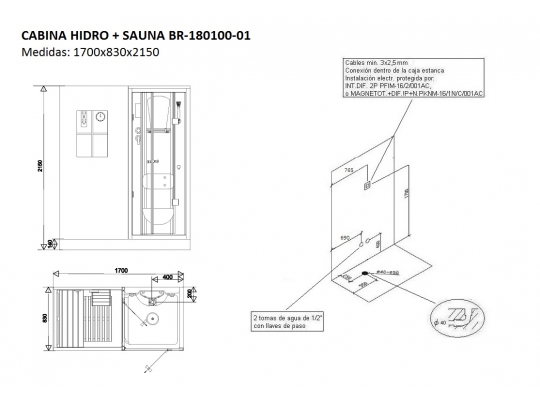 CABINA HIDRO + SAUNA BR-180100-01 1