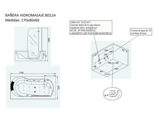 BAÑERA DE HIDROMASAJE B012A 1
