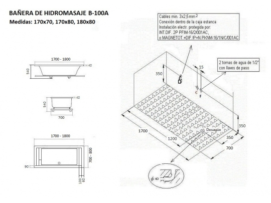 BAÑERA DE HIDROMASAJE B-100B 4