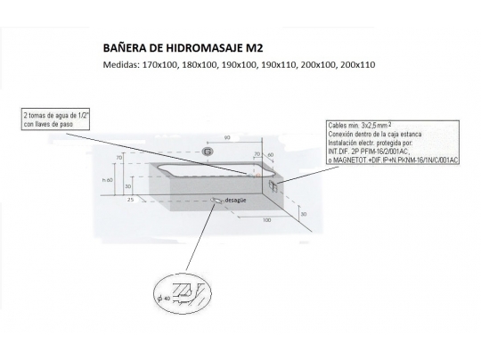 BAÑERA DE HIDROMASAJE M2 2