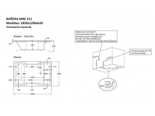 BAÑERA DE HIDROMASAJE MW-211A 4