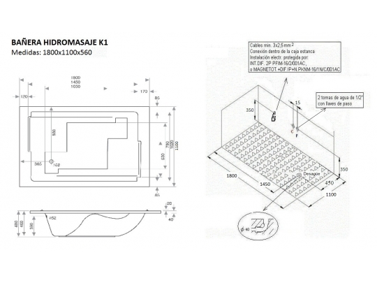 BAÑERA DE HIDROMASAJE K1 4